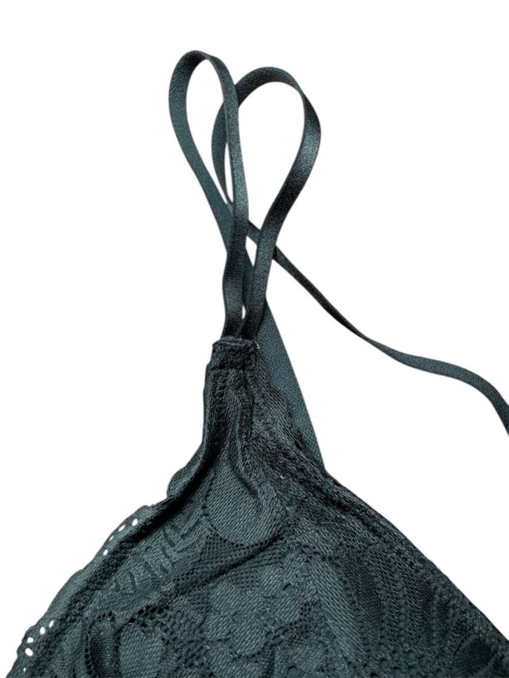 Aerie Bralette Black Padded Lace Racerback Gold Hardware Floral Boho XL - Picture 6 of 13